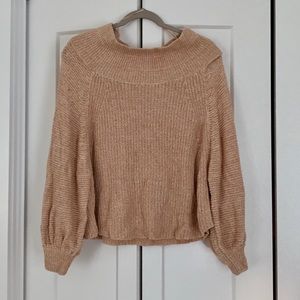 Free People Peach Slouchy Open Neck Sweater